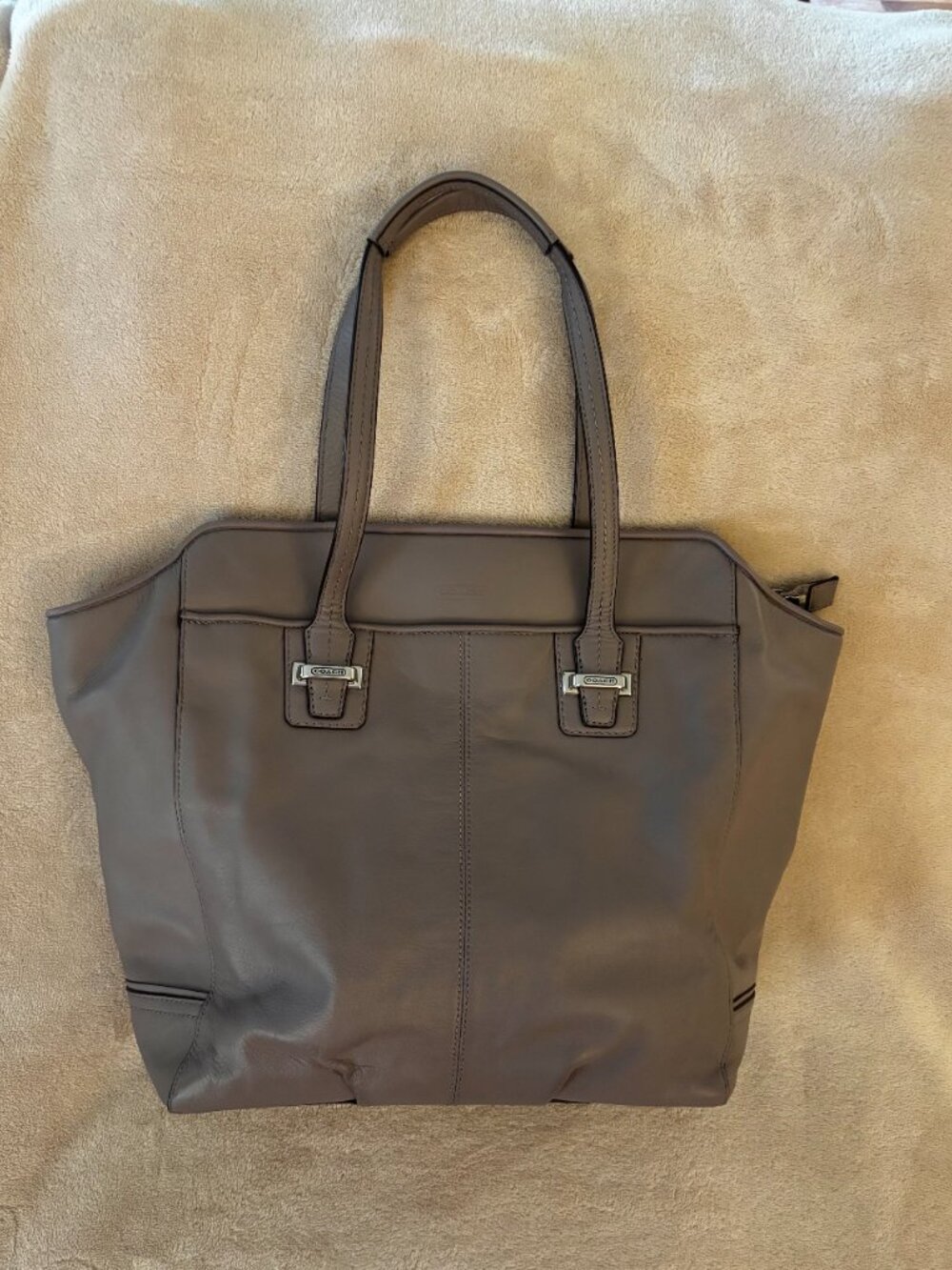 COACH TAYLOR LEATHER NORTH/SOUTH TOTE 25941 in Color Putty